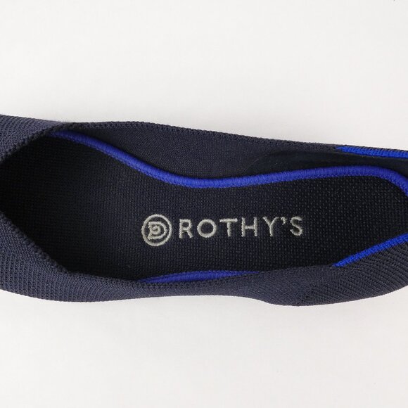 Rothy's Shoes Womens 8 The Flats Navy Blue Knit Round Toe Slide On Flats - Picture 7 of 14